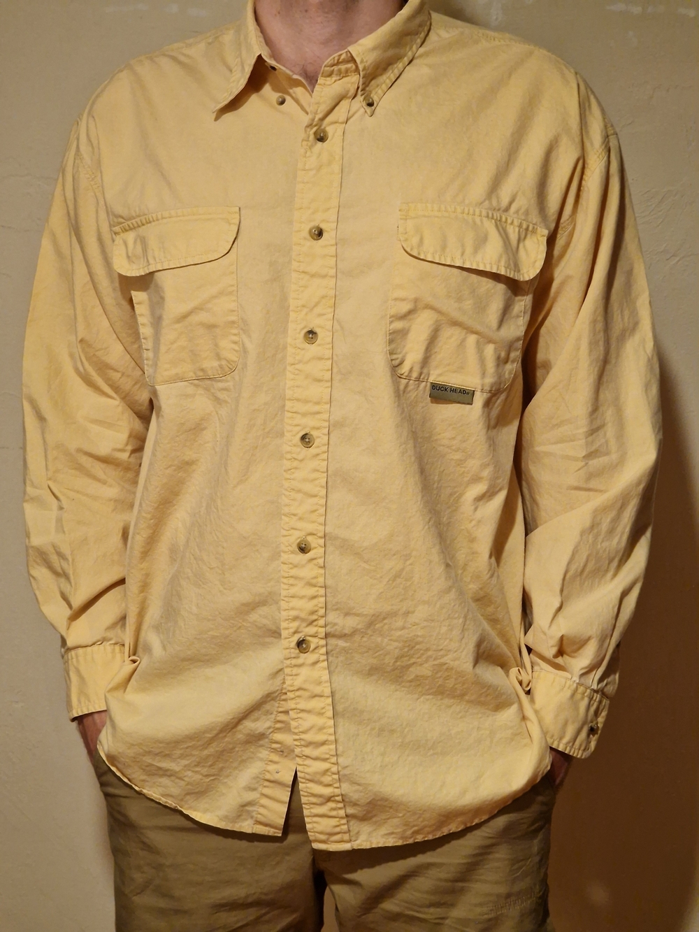 Duck Head Men's Button-Down Shirt in Pale Yellow